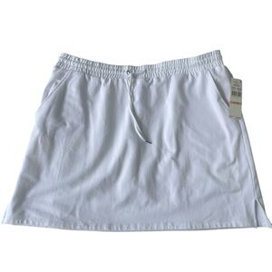 Ruby Rd. White Knit Skort Drawstring Waist Pockets Cotton Spandex Womans Sixe 2X